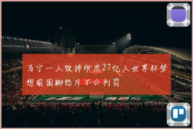 马宁一人毁掉印尼27亿人世界杯梦想前国脚怒斥不公判罚